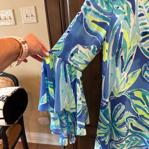 🛍Lilly Pulitzer Dress! Blue,Green& White w/ Bell Sleeves- EXCELLENT CONDITION! - Picture 9 of 9